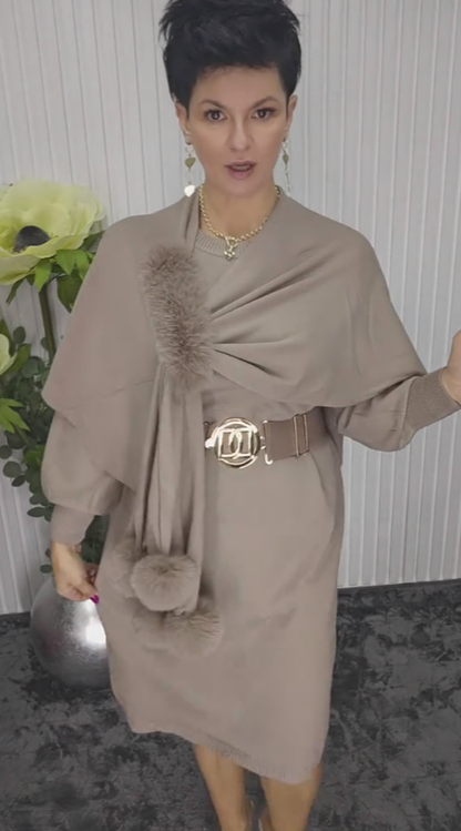 Vestido de Manga Larga de Acabado de Piel Noréa - Elegante Vestido
