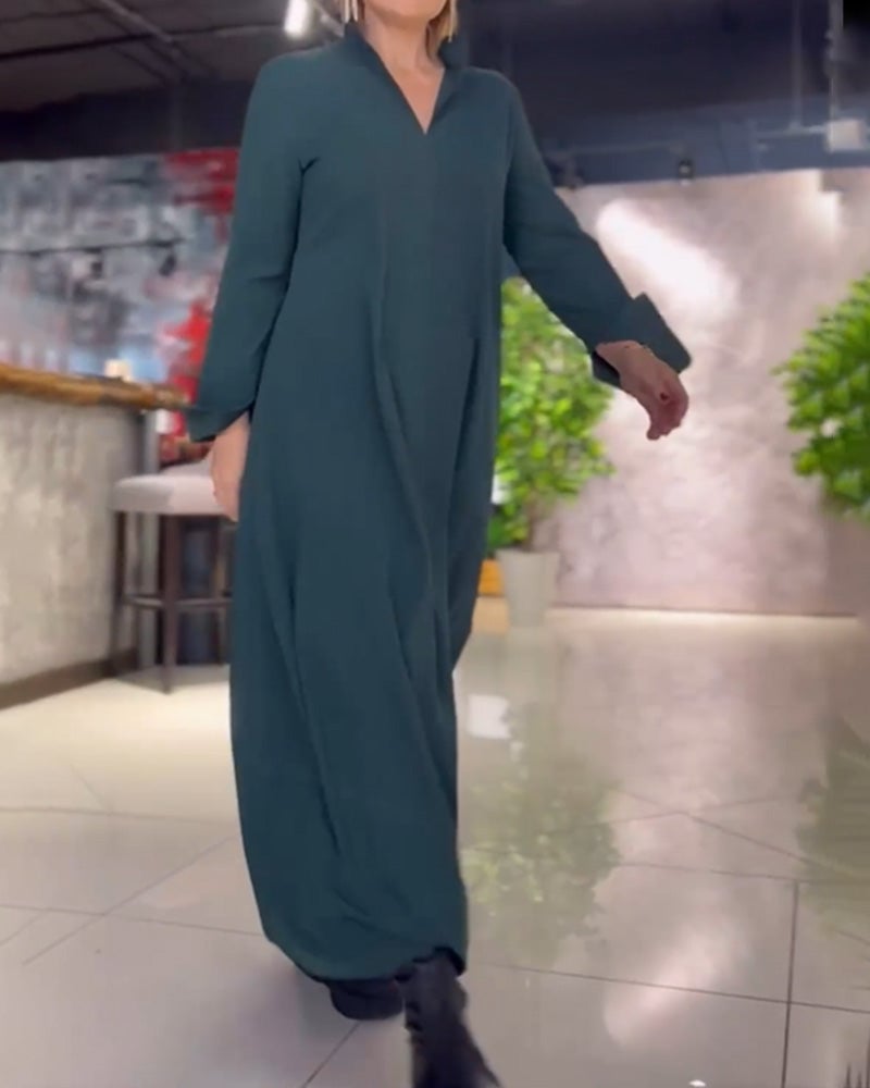 Vestido largo suelto con aberturas laterales - Casual vestido tipo shift