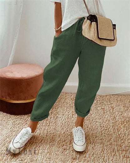 Lirèa — Pantalones Anchos de Algodón y Lino de Cintura Alta