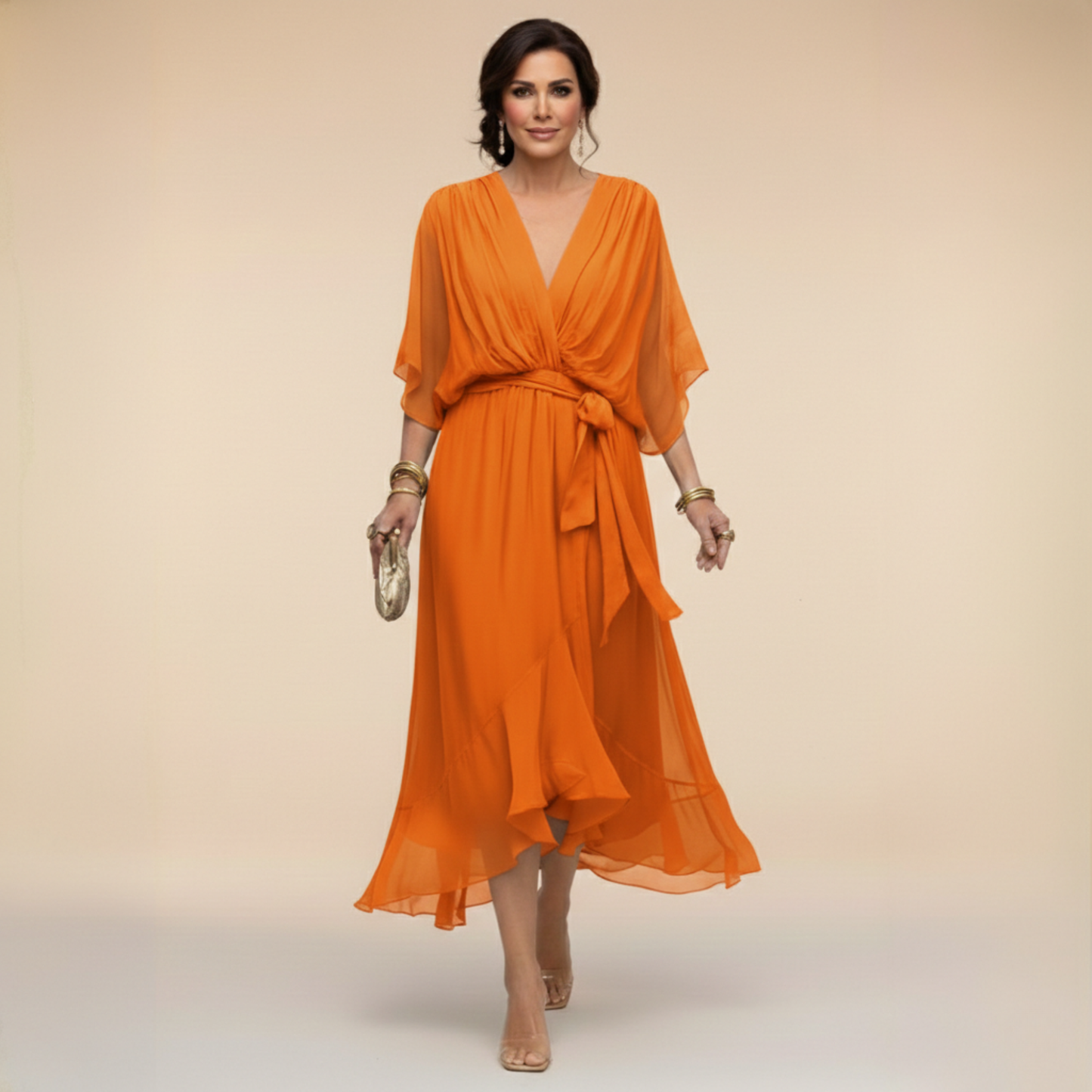 Monica - Elegante Vestido de Chiffon con Escote en V