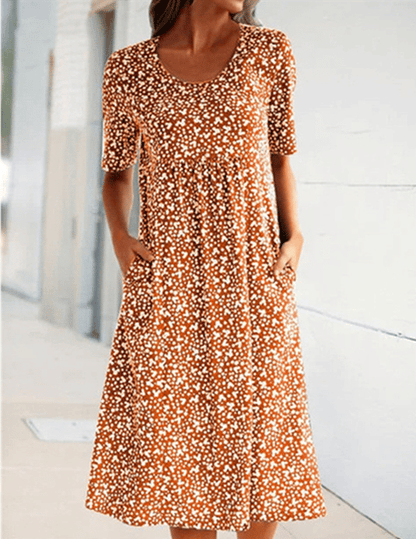 Vanny – Vestido Maxi con Bolsillos Florales