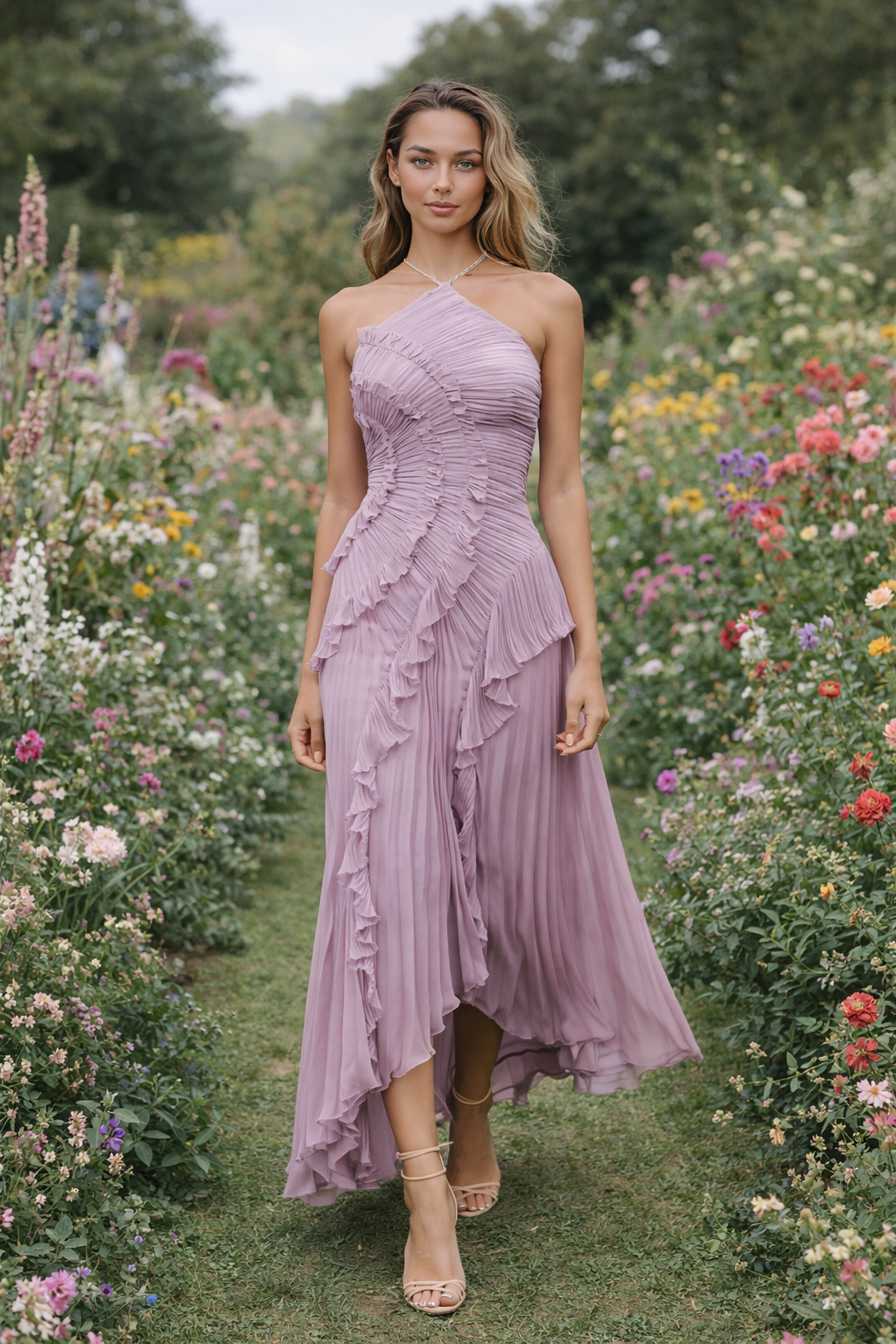 VESTIDO ISADORA I - Elegante largo asimétrico con volantes