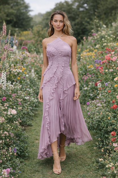 VESTIDO ISADORA I - Elegante largo asimétrico con volantes