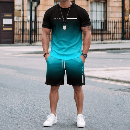 Luxoro — Conjunto de camiseta y pantalones cortos con degradado