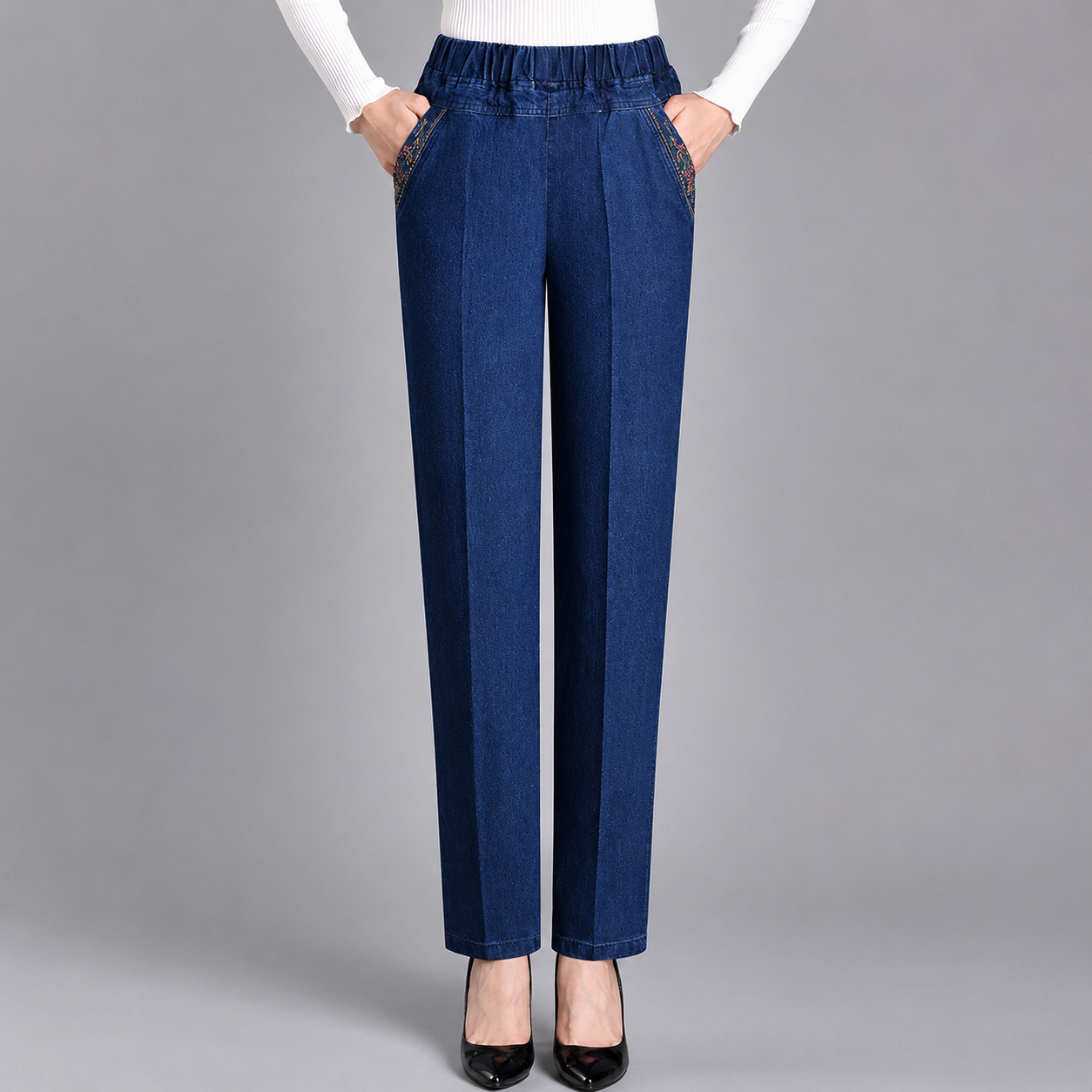 Dena — Jeans de pierna ancha para mujer con cintura elástica