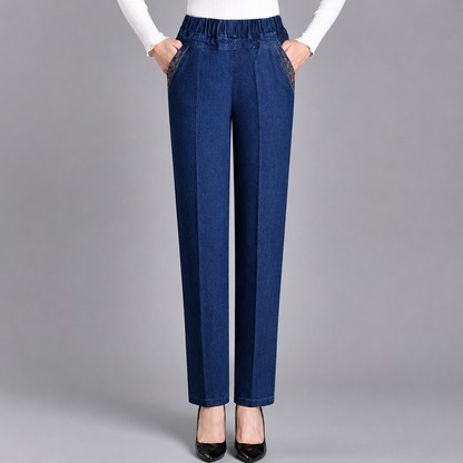 Dena — Jeans de pierna ancha para mujer con cintura elástica