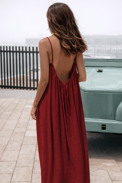 Lumèra — Vestido Maxi Sin Espalda Ajustable