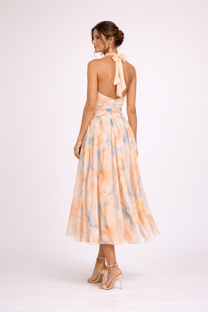 Camille — Vestido Halter Acuarela