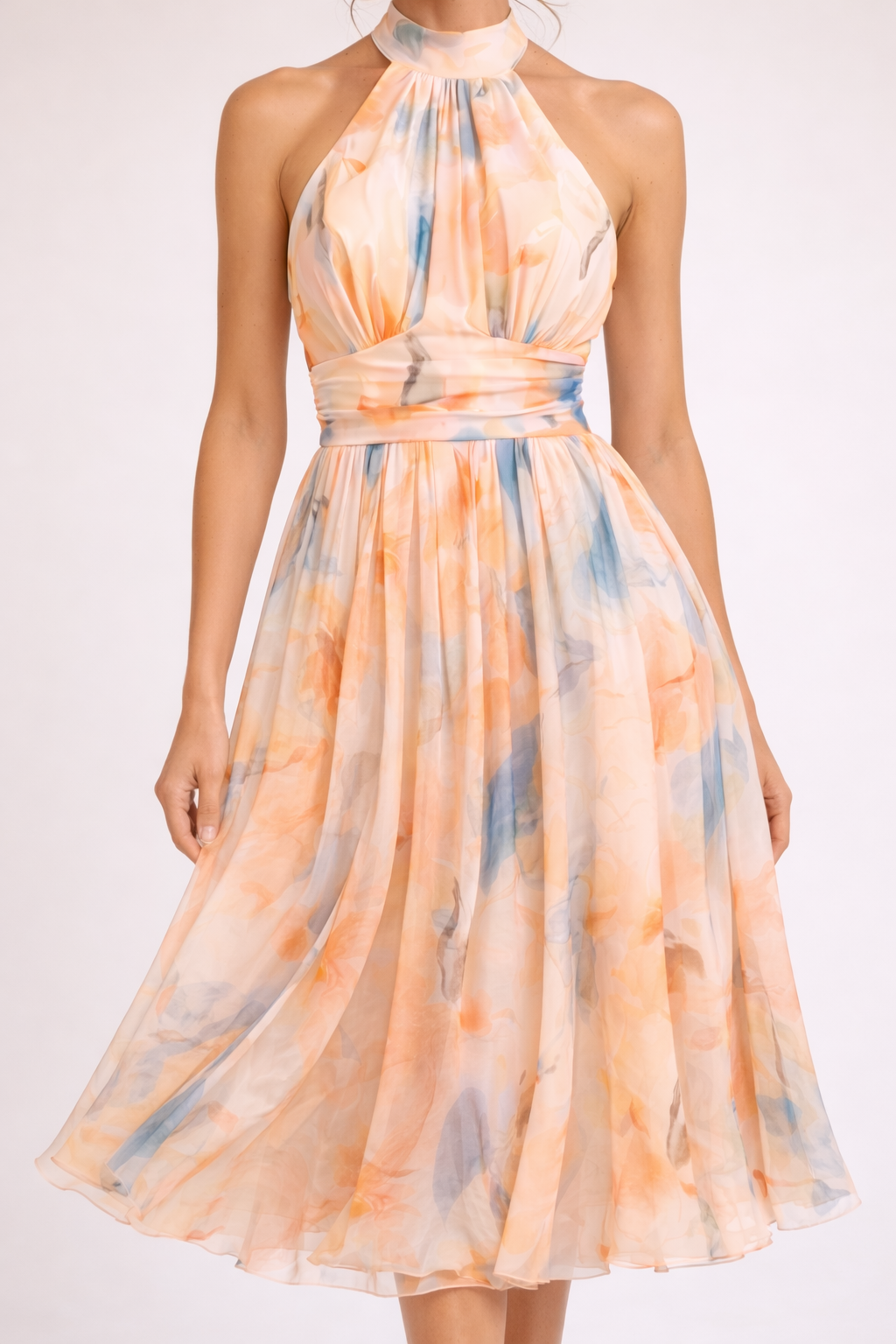 Camille — Vestido Halter Acuarela