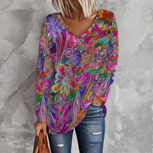 Camiseta Vintage con Estampado Floral - Floral Confortable Camiseta