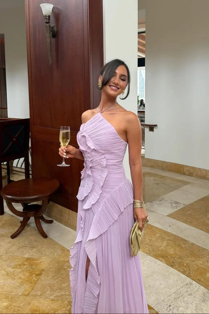 VESTIDO ISADORA I - Elegante largo asimétrico con volantes