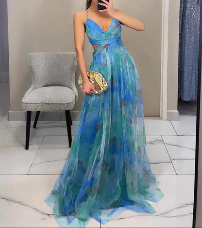 Elegancia Floral - Elegante Vestido Maxi