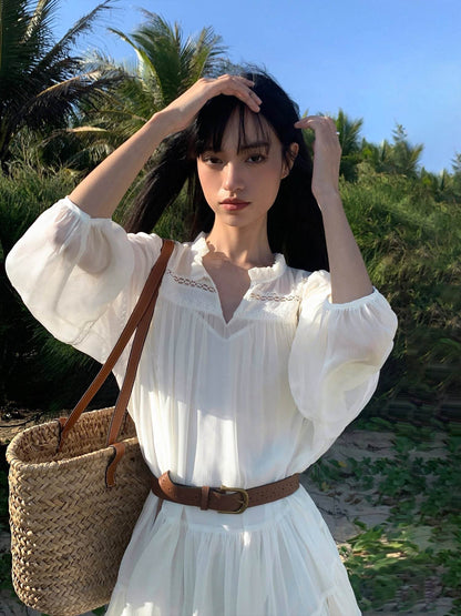 Vestido Camisa Blanco Estilo Francés - Chic y Cómodo Vestido