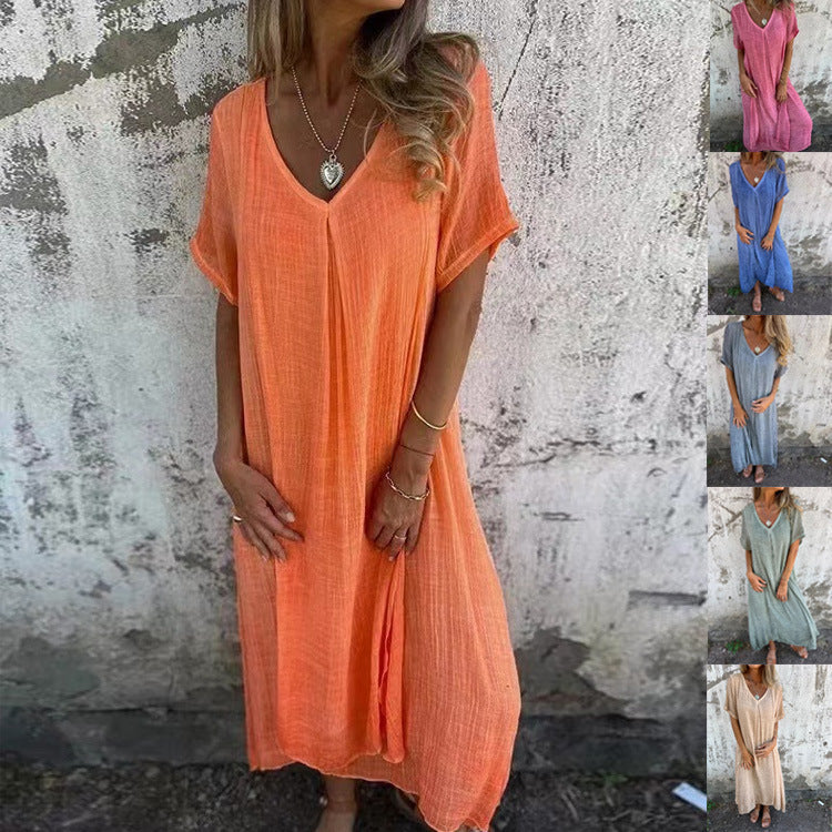 Vestido Midi Cómodo con Escote en V