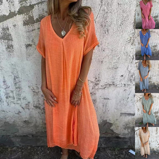 Vestido Midi Cómodo con Escote en V