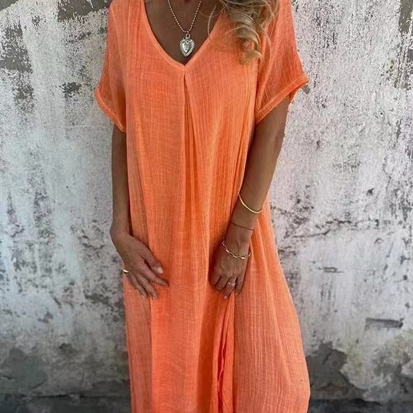 Vestido Midi Cómodo con Escote en V