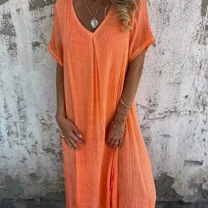 Vestido Midi Cómodo con Escote en V