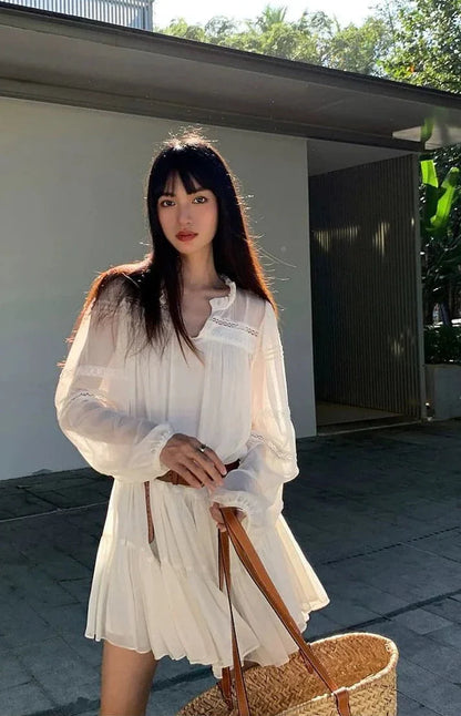 Vestido Camisa Blanco Estilo Francés - Chic y Cómodo Vestido