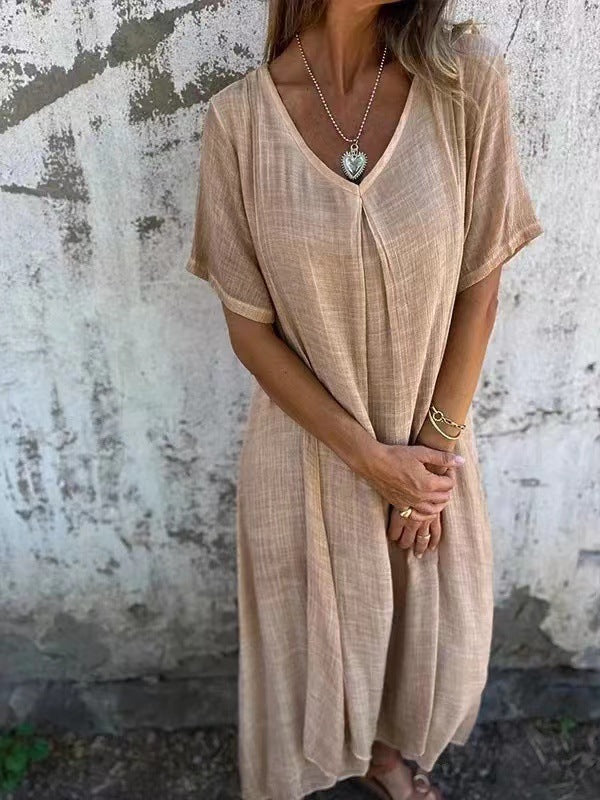 Vestido Midi Cómodo con Escote en V