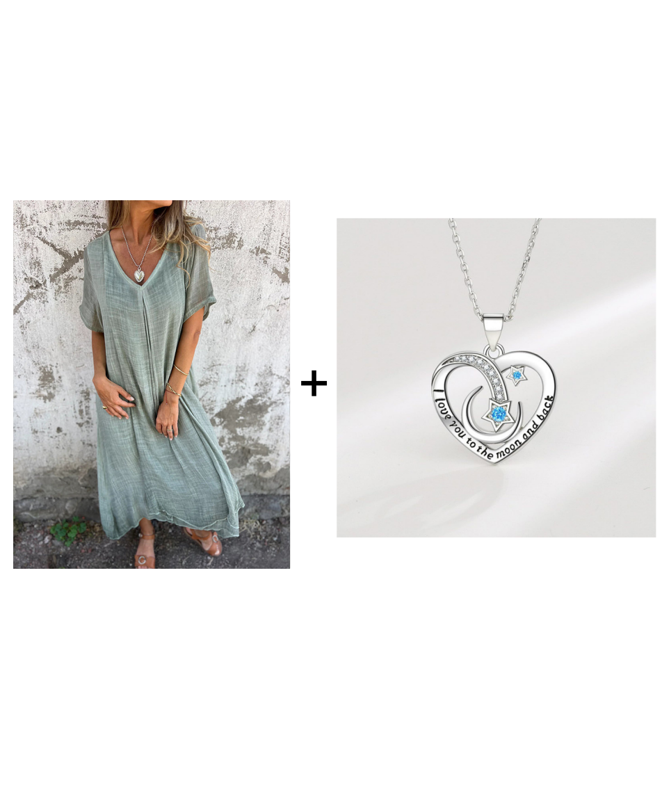 Vestido Midi Cómodo con Escote en V