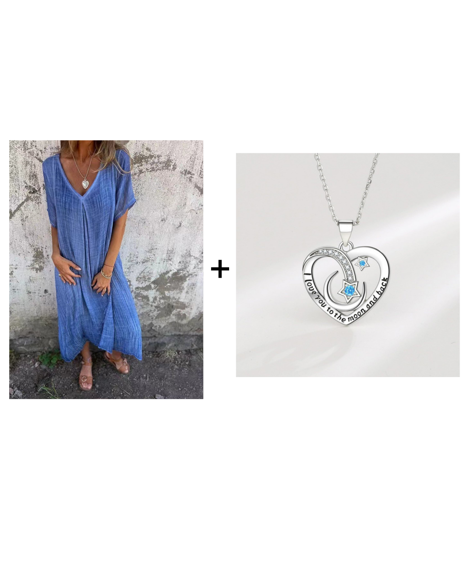 Vestido Midi Cómodo con Escote en V