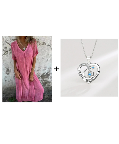 Vestido Midi Cómodo con Escote en V