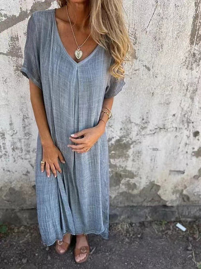 Vestido Midi Cómodo con Escote en V