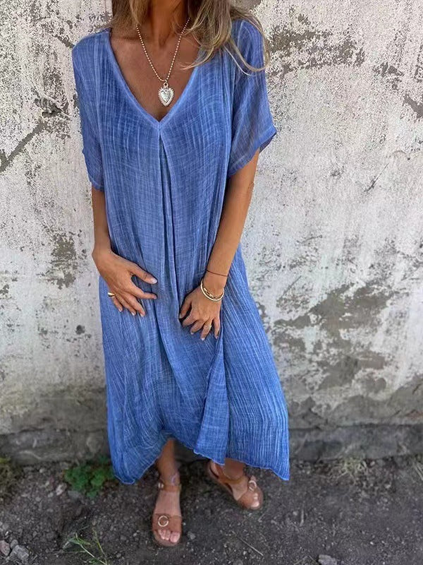 Vestido Midi Cómodo con Escote en V
