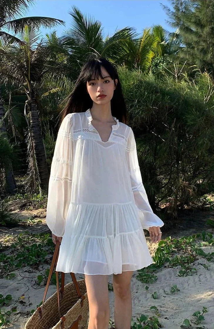 Vestido Camisa Blanco Estilo Francés - Chic y Cómodo Vestido