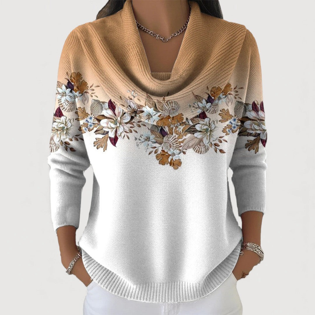 Alora - Suave Suéter Floral con Cuello Suave