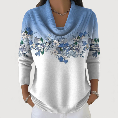Alora - Suave Suéter Floral con Cuello Suave