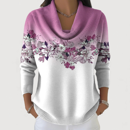 Alora - Suave Suéter Floral con Cuello Suave