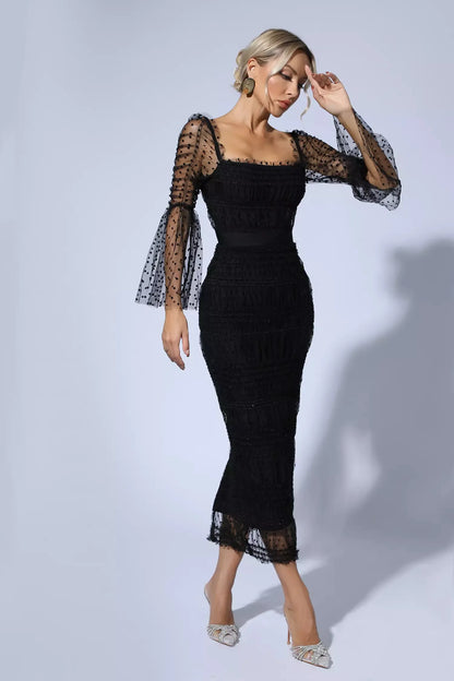 Vestido Midi — Malla de Lentejuelas