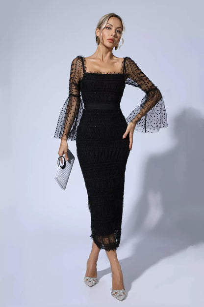 Vestido Midi — Malla de Lentejuelas