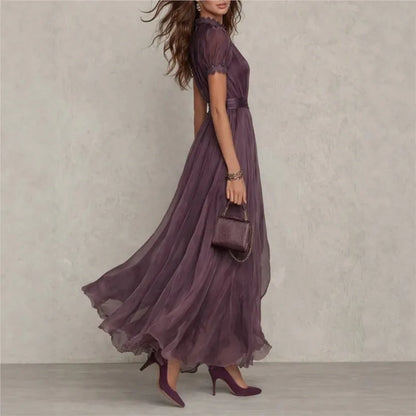 Incanto — Vestido Maxi de Chifón con Encaje Vintage