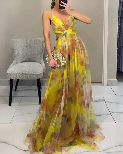 Elegancia Floral - Elegante Vestido Maxi