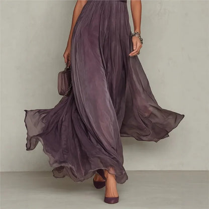Incanto — Vestido Maxi de Chifón con Encaje Vintage