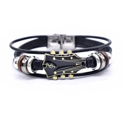 Pulsera de Cuero con Guitarra