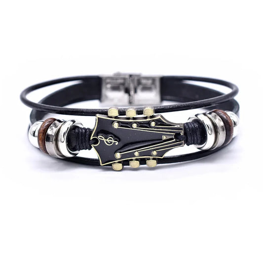 Pulsera de Cuero con Guitarra