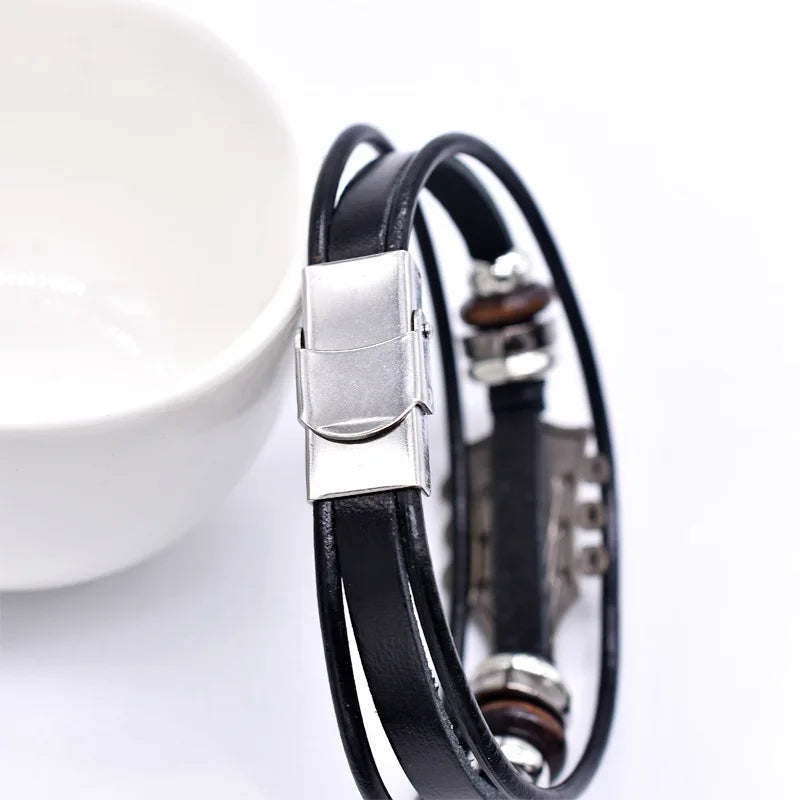 Pulsera de Cuero con Guitarra