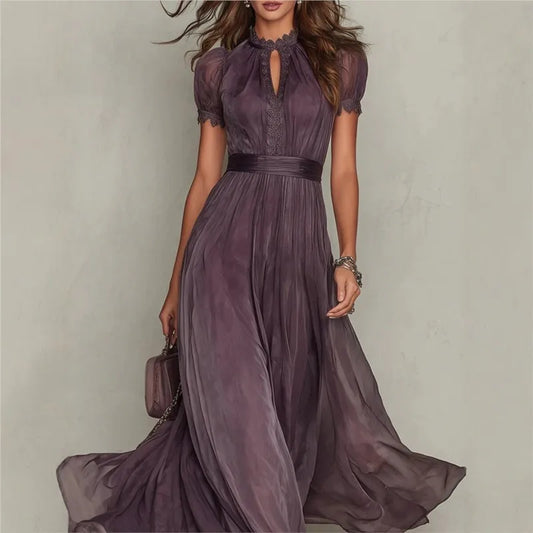 Incanto — Vestido Maxi de Chifón con Encaje Vintage