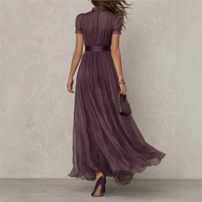 Incanto — Vestido Maxi de Chifón con Encaje Vintage