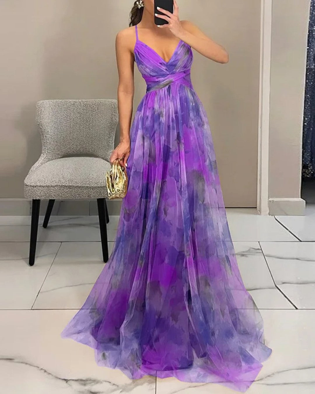 Elegancia Floral - Elegante Vestido Maxi