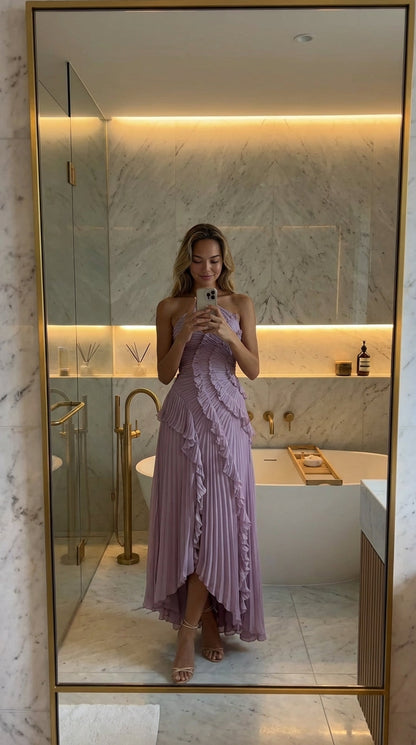 VESTIDO ISADORA I - Elegante largo asimétrico con volantes