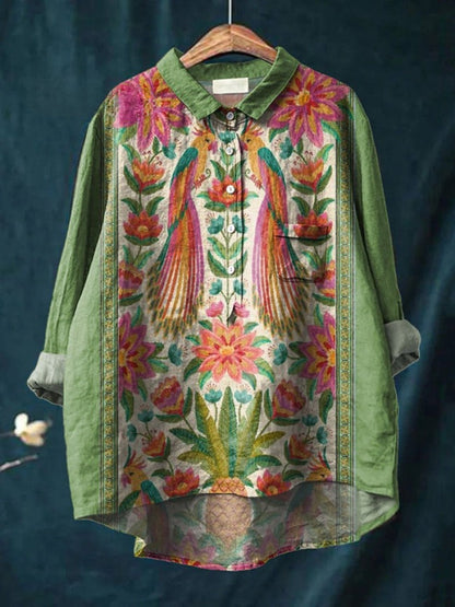 Tiziana - Ligera Camisa de Lino con Estampado