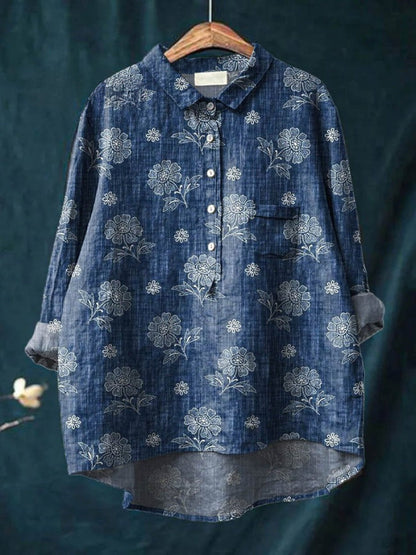 Tiziana - Ligera Camisa de Lino con Estampado