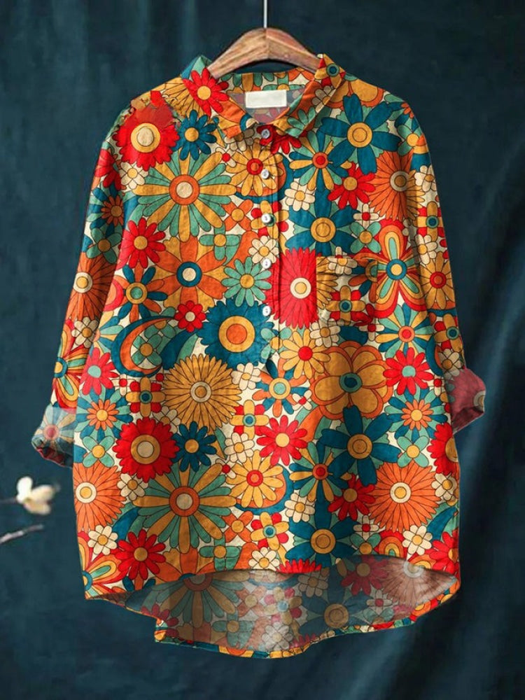 Tiziana - Ligera Camisa de Lino con Estampado