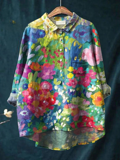 Tiziana - Ligera Camisa de Lino con Estampado