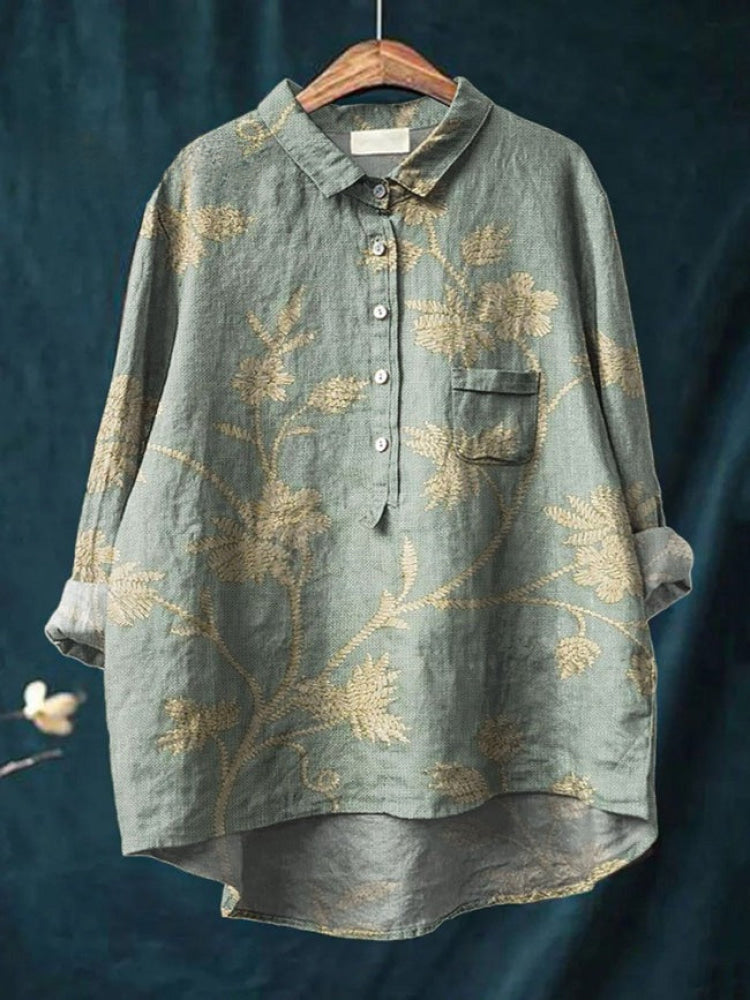 Tiziana - Ligera Camisa de Lino con Estampado