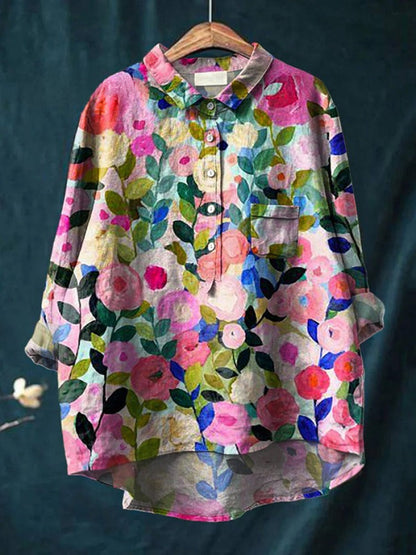 Tiziana - Ligera Camisa de Lino con Estampado
